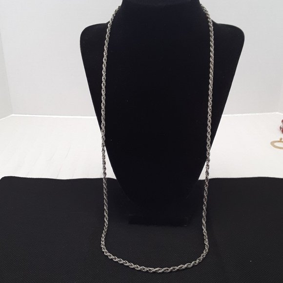 Silver Tone Rope Chain Necklace - Picture 2 of 7